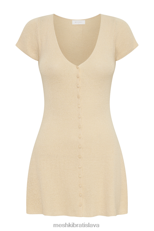 Meshki úpletové minišaty na gombíky Paula oblečenie pšenica 4N0F68