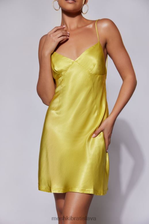Meshki porter mini slipové šaty oblečenie chartreuse 4N0F6673