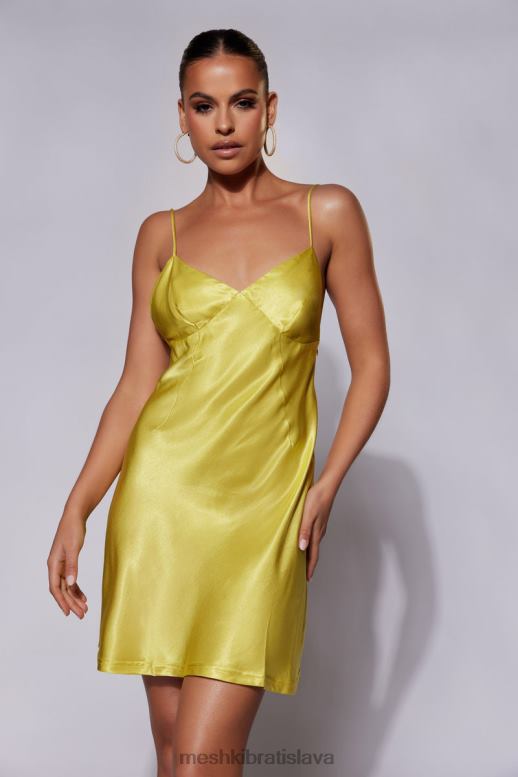 Meshki porter mini slipové šaty oblečenie chartreuse 4N0F6673