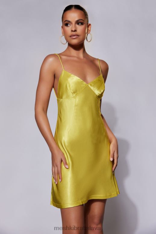 Meshki porter mini slipové šaty oblečenie chartreuse 4N0F6673