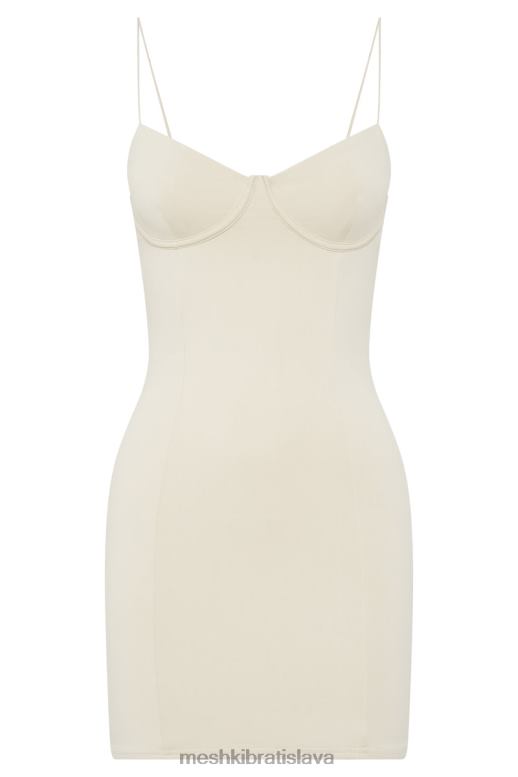 Meshki zahmlené obrysové minišaty oblečenie krém 4N0F6472